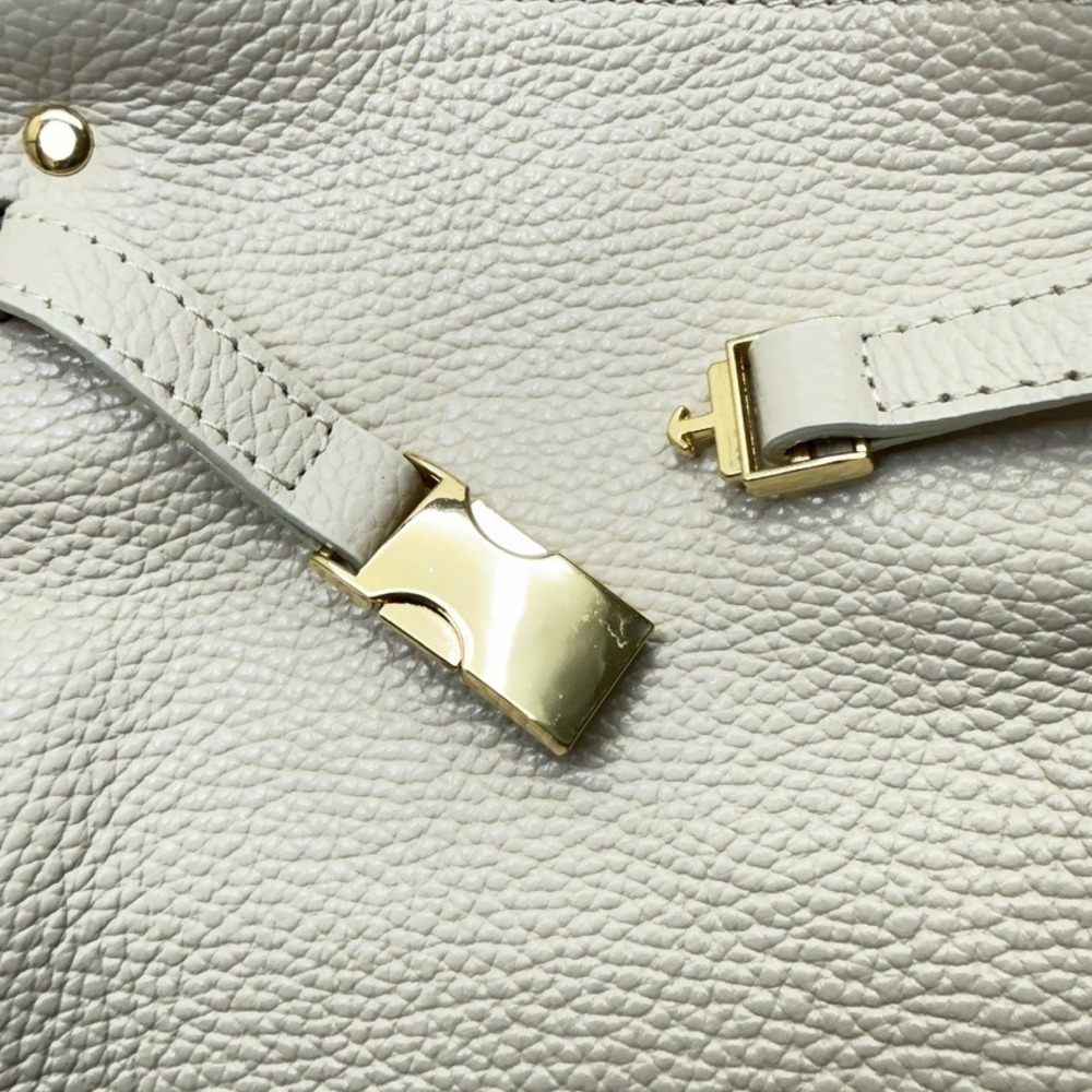 Isadora Italian Made Oversized Cream Pebbled Leather Tote Bag Summer Statement - Picture 4 of 16